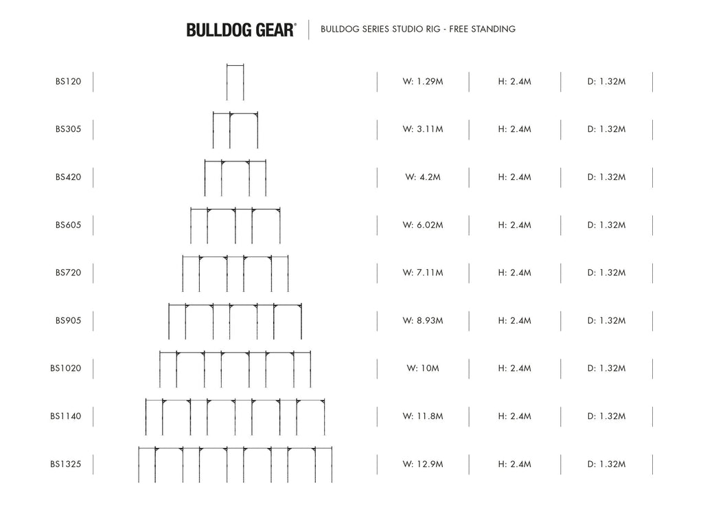 Bulldog Gear free standing studio rig variations