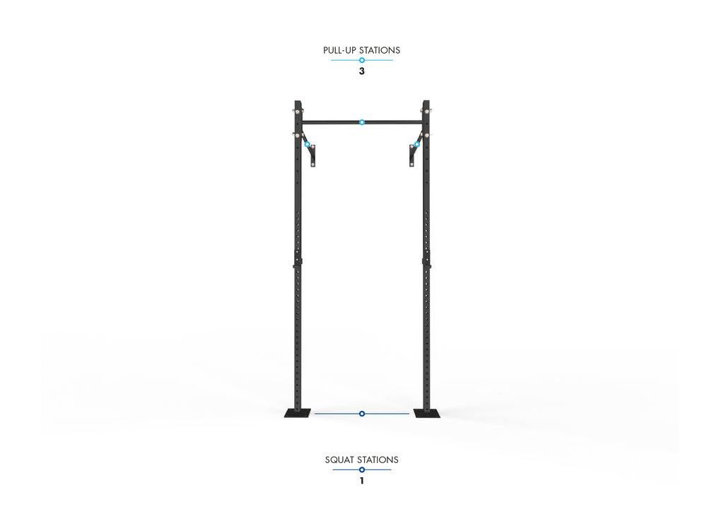 Bulldog Gear wall mounted garage gym rig with pull up station and squat station