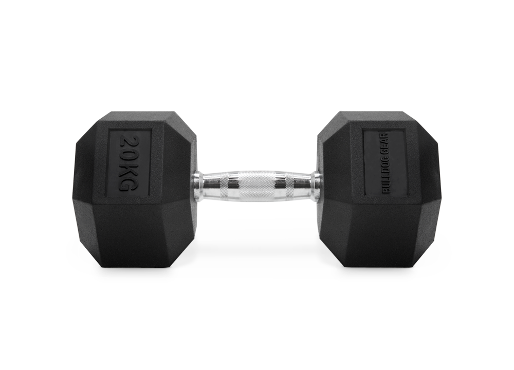 Bulldog Gear 20kg hex dumbbell side view