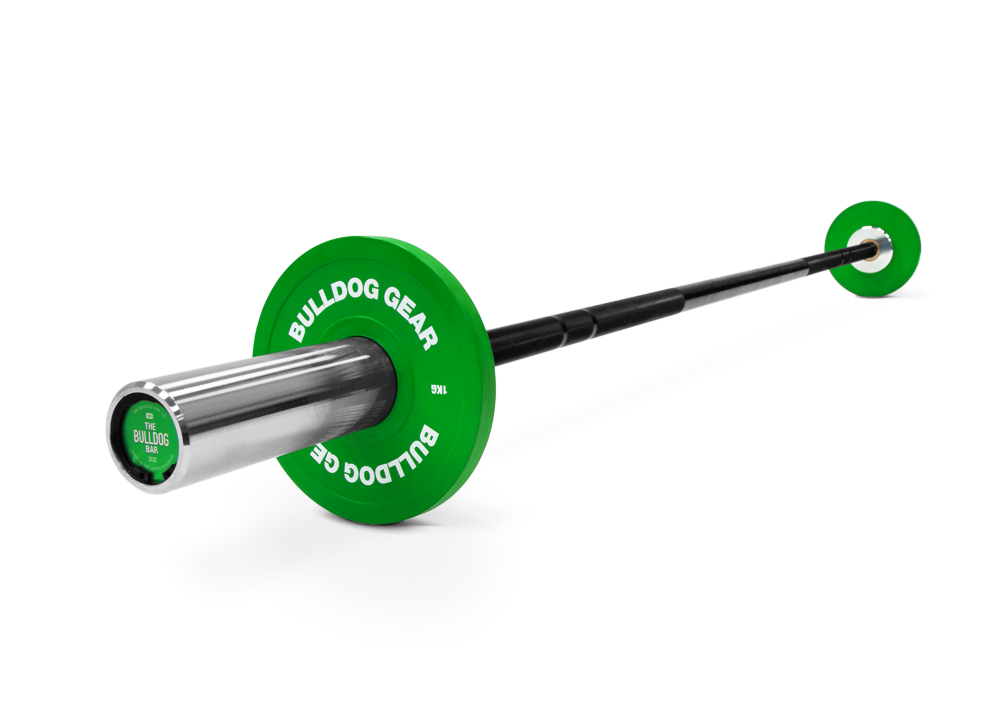 Bulldog Gear 10kg junior barbell loaded with 1kg fractional plates